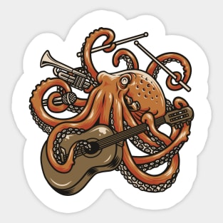 Octopus and Musical Instuments Sticker